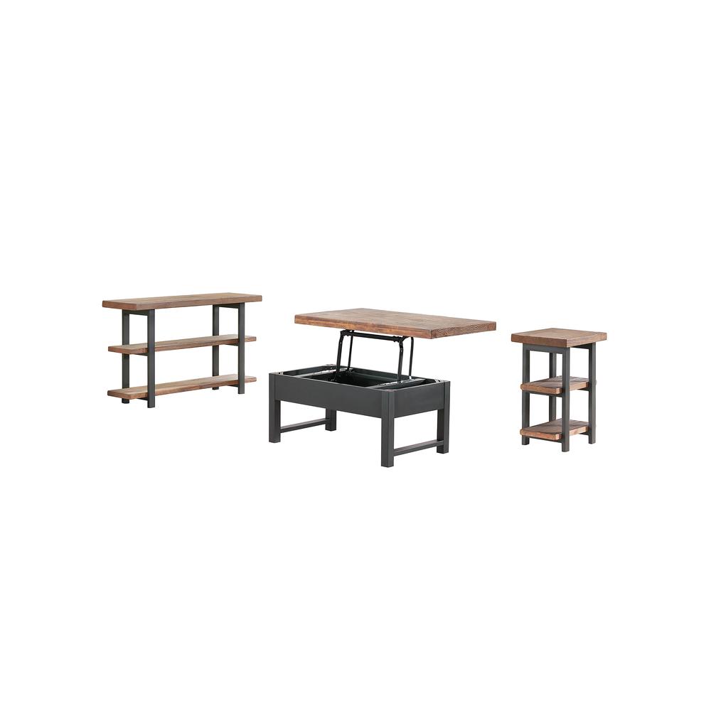 Pomona 4-Piece Living Room Set with 42"W Lift Top Coffee Table,  Sofa/TV Console Table, and Two End Tables with Shelves. Picture 2