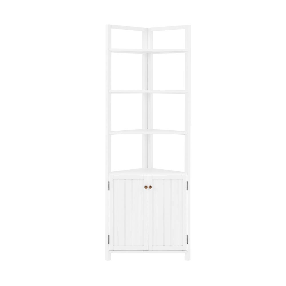 Dover 25"W x 68"H Corner Storage Cabinet with 2 Doors and Open Shelving. Picture 1