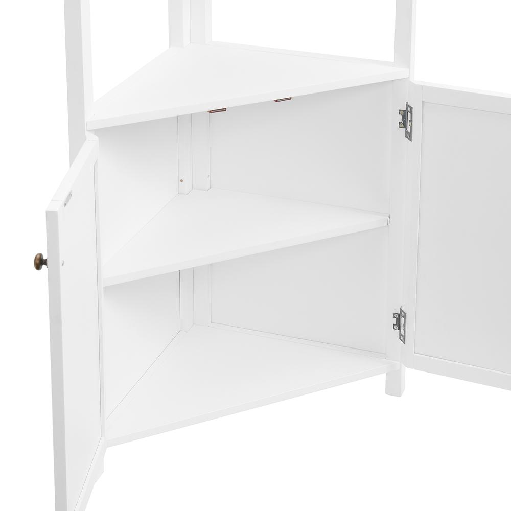 Dover 25"W x 68"H Corner Storage Cabinet with 2 Doors and Open Shelving. Picture 6