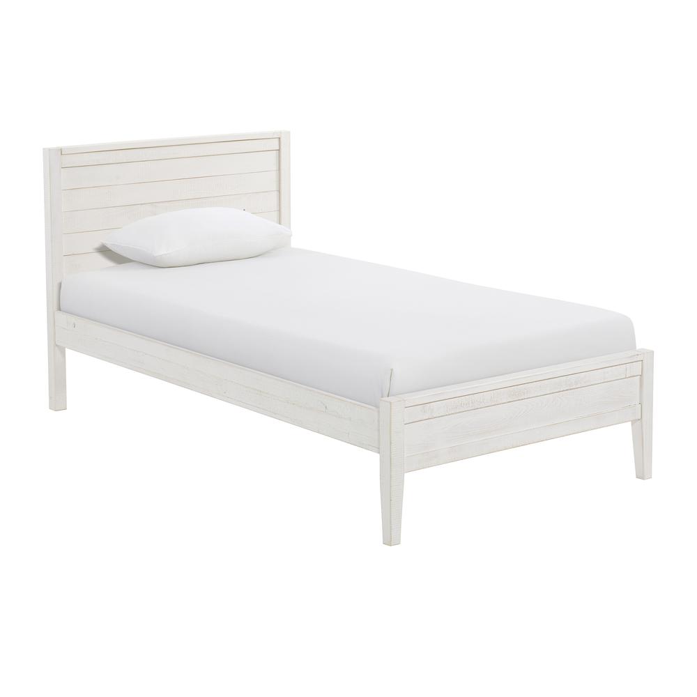 Windsor Panel Wood Twin Bed, Driftwood White. Picture 3