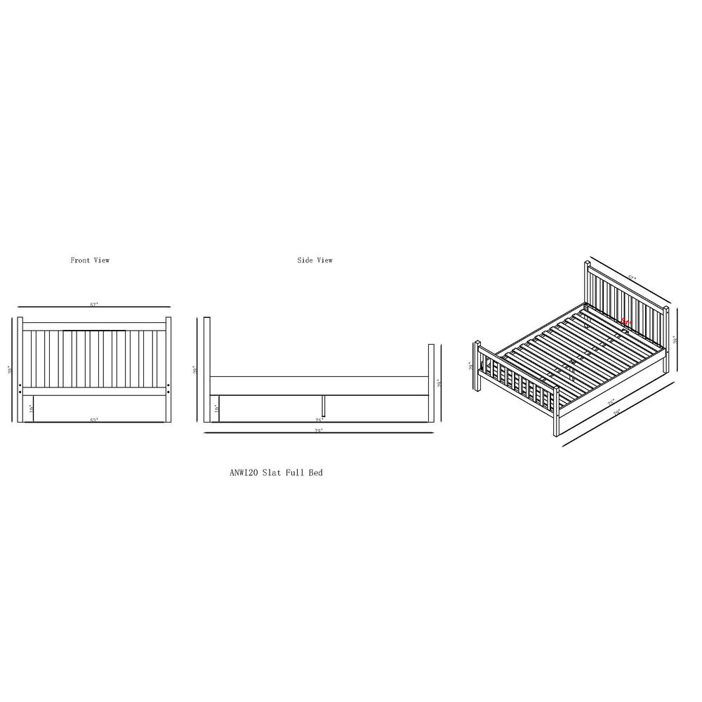 Windsor Wood Slat Full Bed, Driftwood Gray. Picture 8
