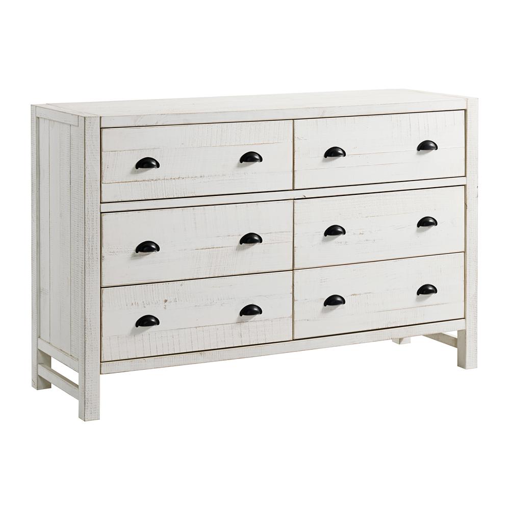 Windsor 6-Drawer Double Dresser, Driftwood White. Picture 1