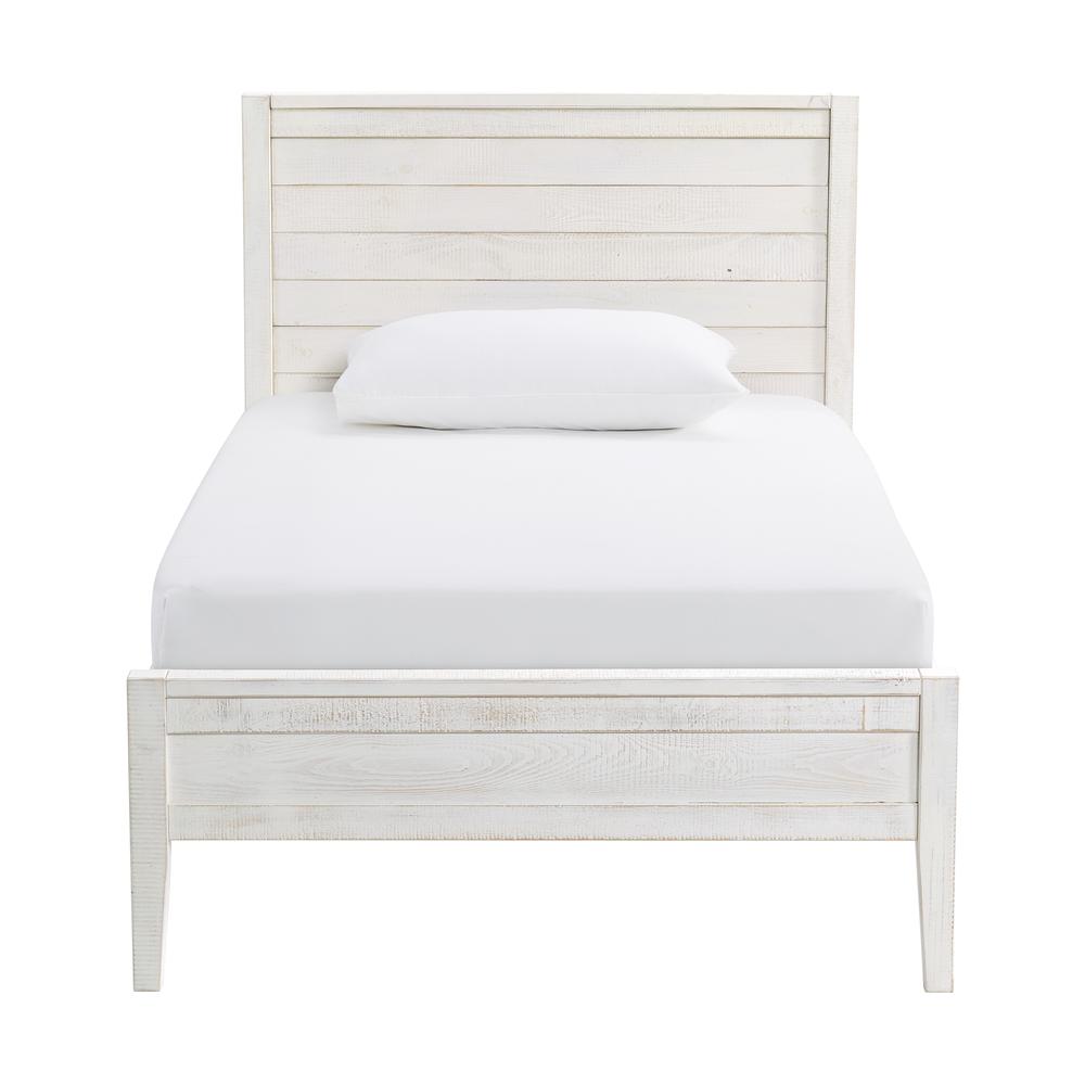 Windsor Panel Wood Twin Bed, Driftwood White. Picture 5