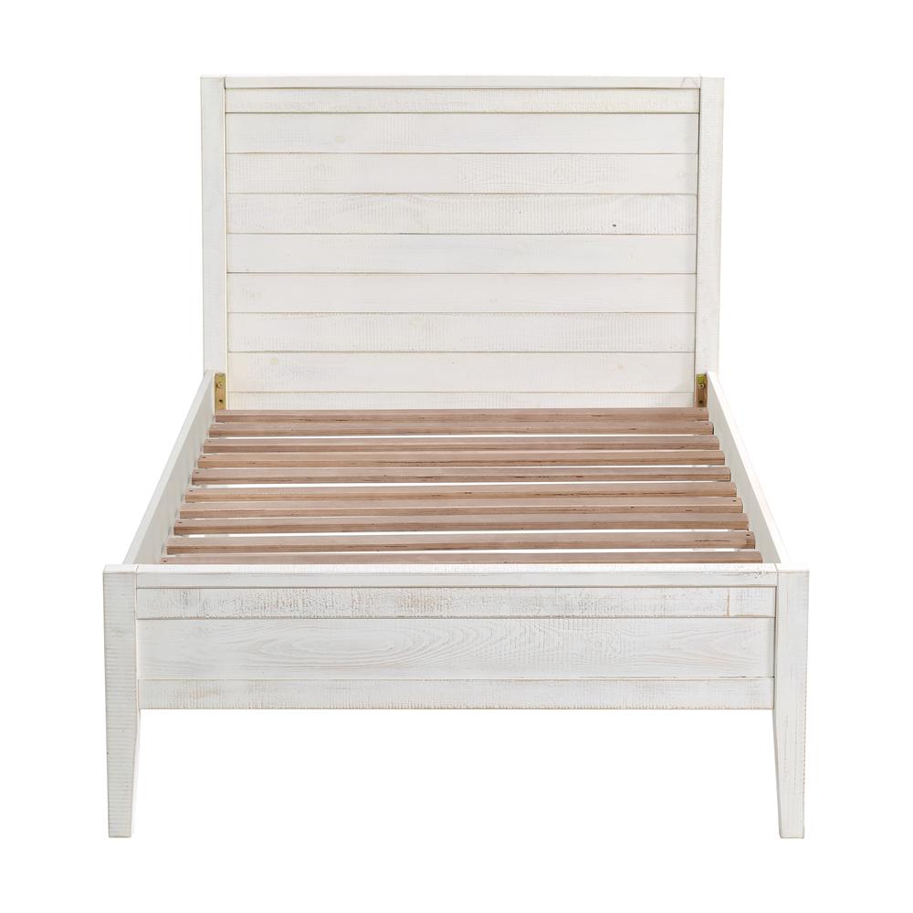 Windsor Panel Wood Twin Bed, Driftwood White. Picture 4