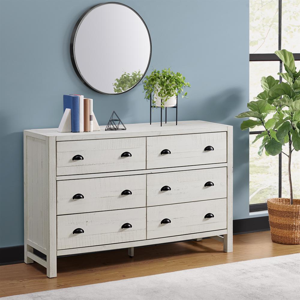 Windsor 6-Drawer Double Dresser, Driftwood White. Picture 2