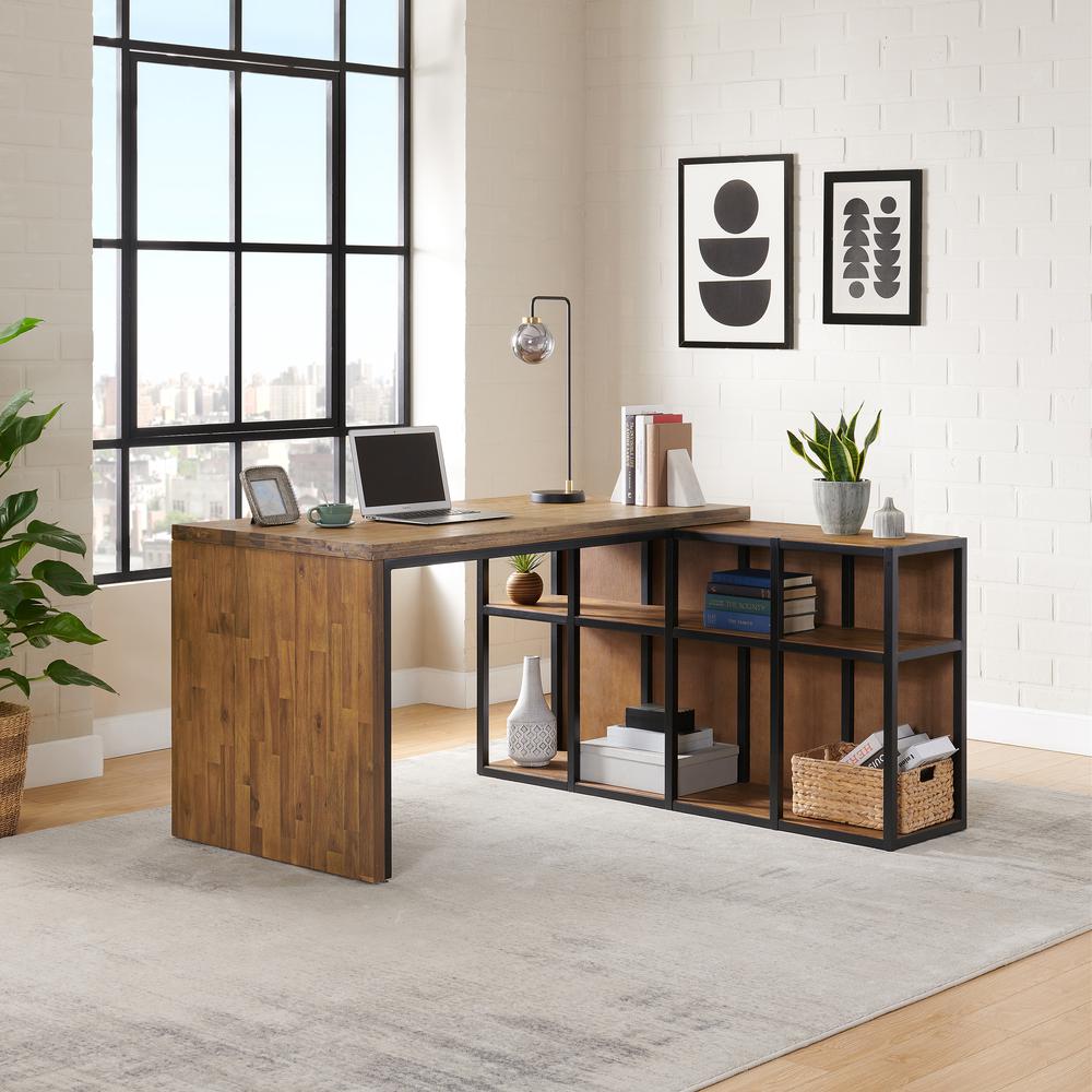 Lloyd 55"W Corner Desk with Storage Credenza. Picture 2