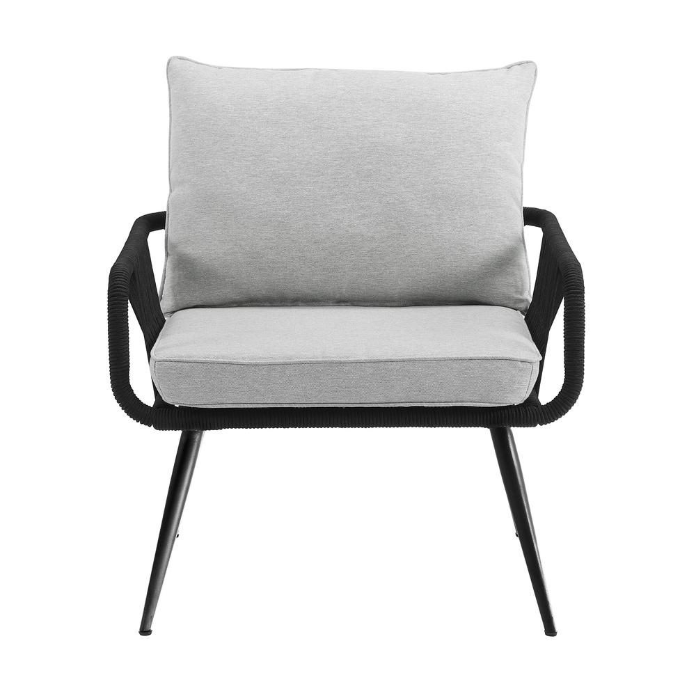 Andover All-Weather Outdoor 29" H  Rope Chairs with Light Gray Cushions, Set of Two. Picture 3