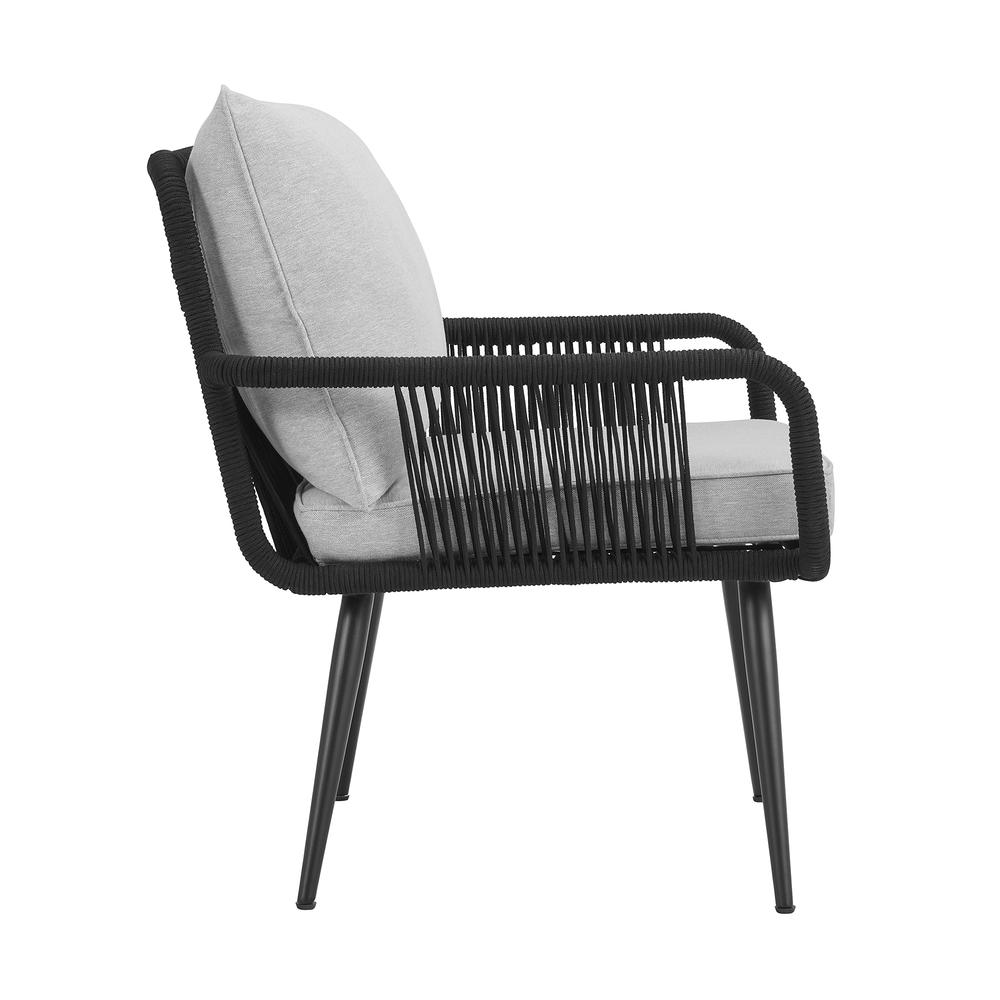 Andover All-Weather Outdoor 29" H  Rope Chairs with Light Gray Cushions, Set of Two. Picture 5