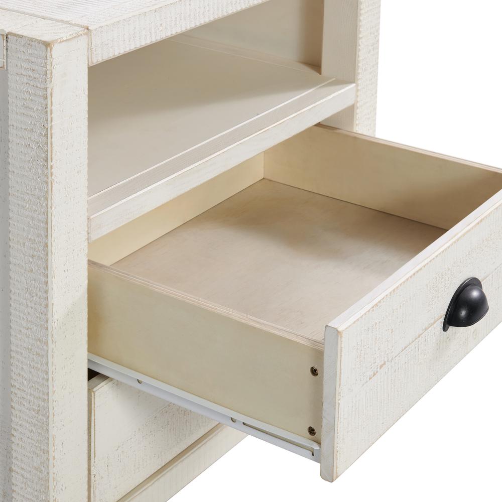 Windsor 2-Drawer Wood Nightstand, Driftwood White. Picture 5