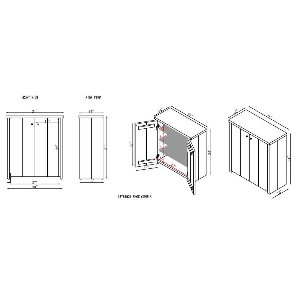 Castleton Mango Wood 31"W Shoe Cubbie Cabinet. Picture 8