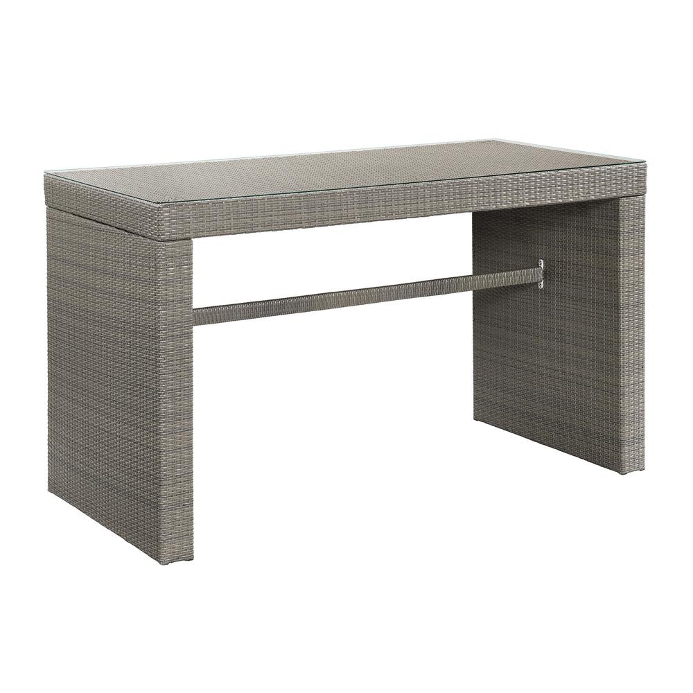 Asti All-Weather Wicker Outdoor 40"H Tall Pub Table with Glass Top. Picture 3