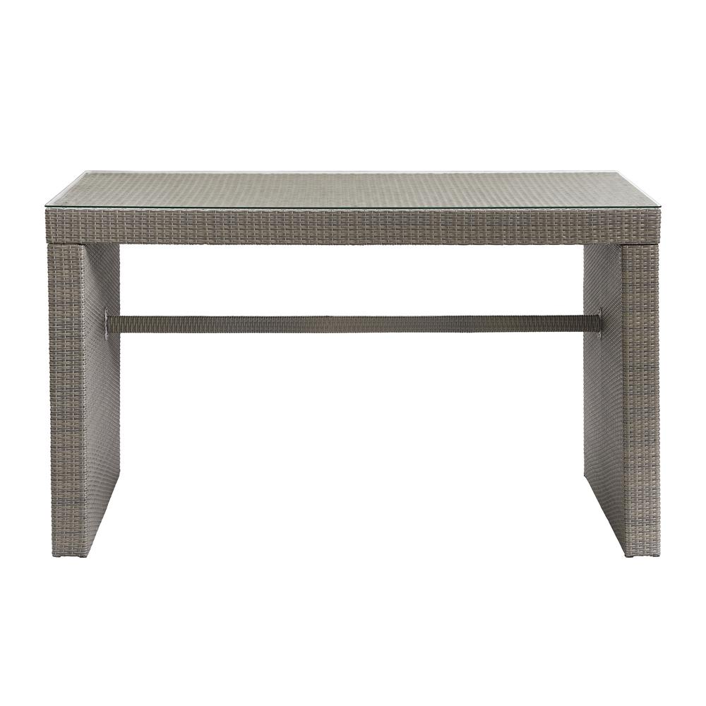 Asti All-Weather Wicker Outdoor 40"H Tall Pub Table with Glass Top. Picture 2