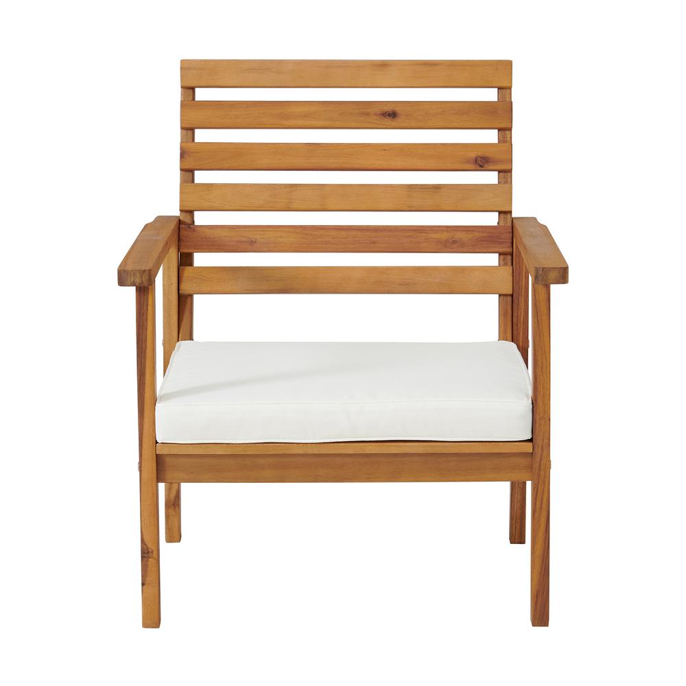 Orwell Outdoor Acacia Wood Chairs with Cushions, Set of 2. Picture 3