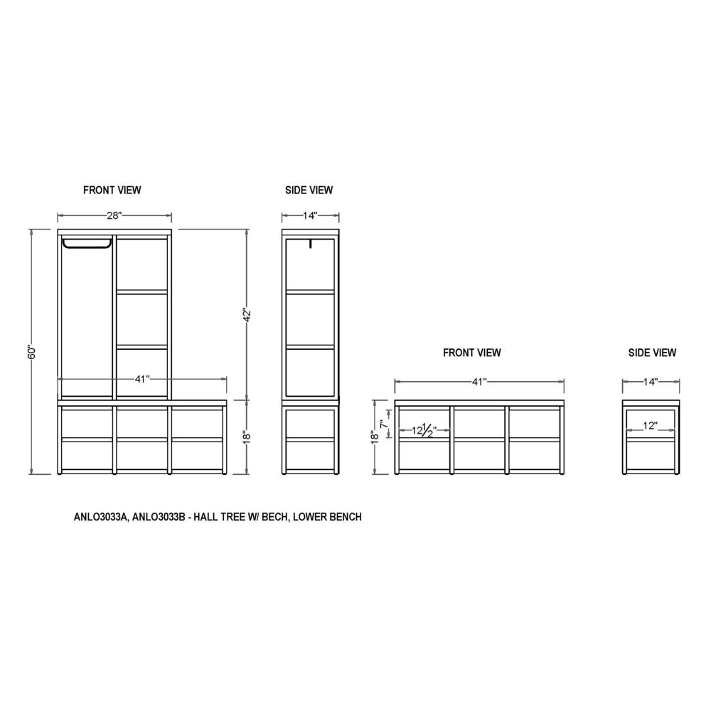 Lloyd 60"H Hall Tree with Bench. Picture 8