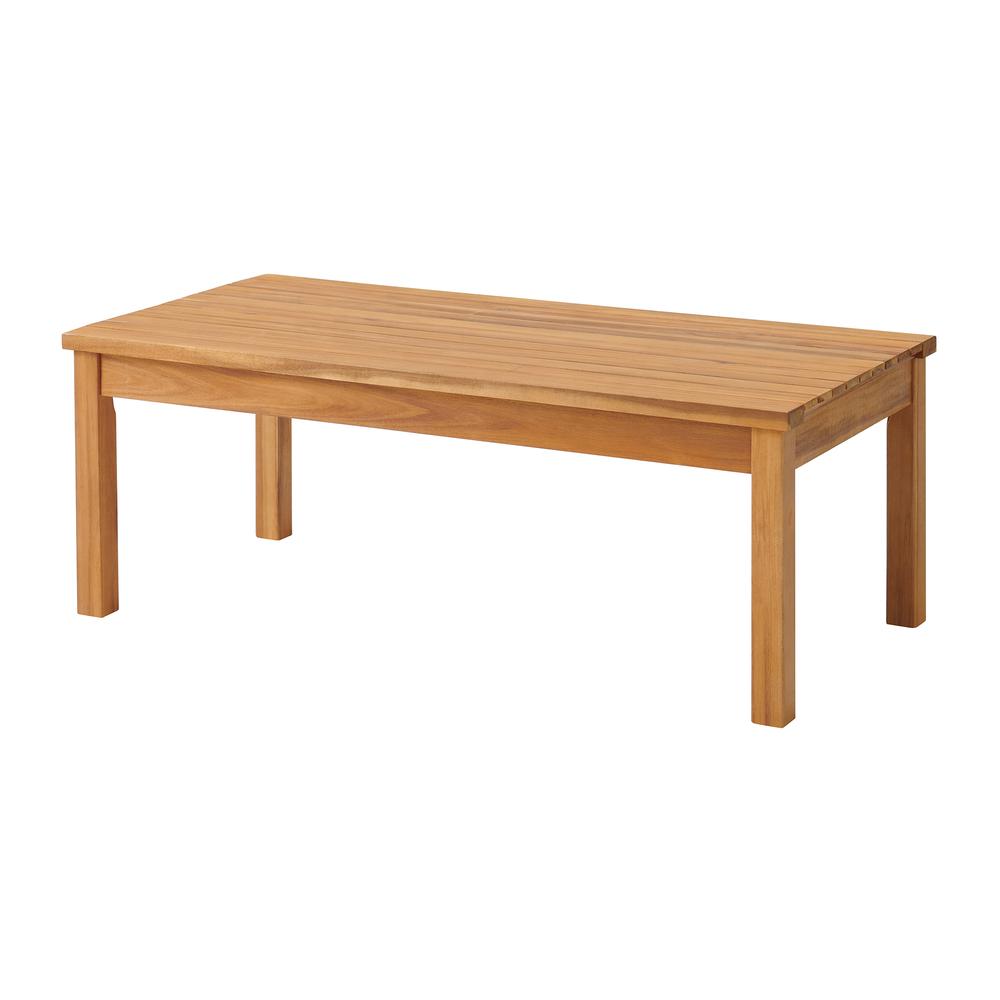 Orwell Outdoor Acacia Wood Conversation Set with Bench and Two Chairs with Cushions and Cocktail Table, Set of 4. Picture 3