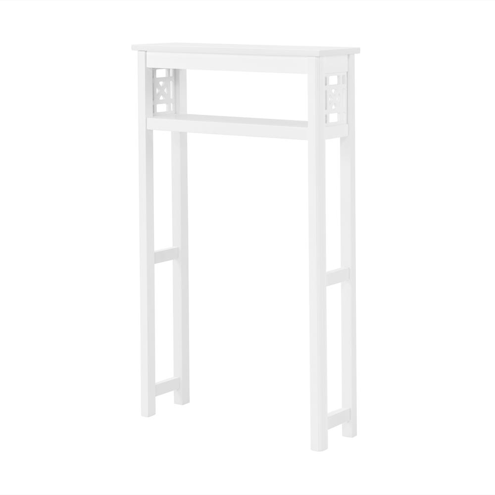 Derby 4-Piece Bathroom Set with Over Toilet Open Storage Shelf, Hamper, Floor Cabinet, and Hutch. Picture 3