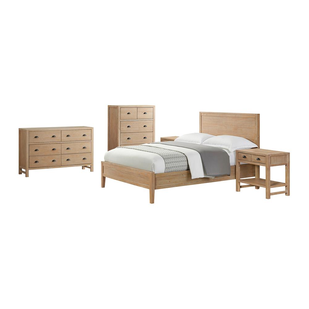 Arden 5-Piece Bedroom Set with King Bed,  Two 2-Drawer Nightstands with open shelf, 5-Drawer Chest, 6-Drawer Dresser. Picture 2