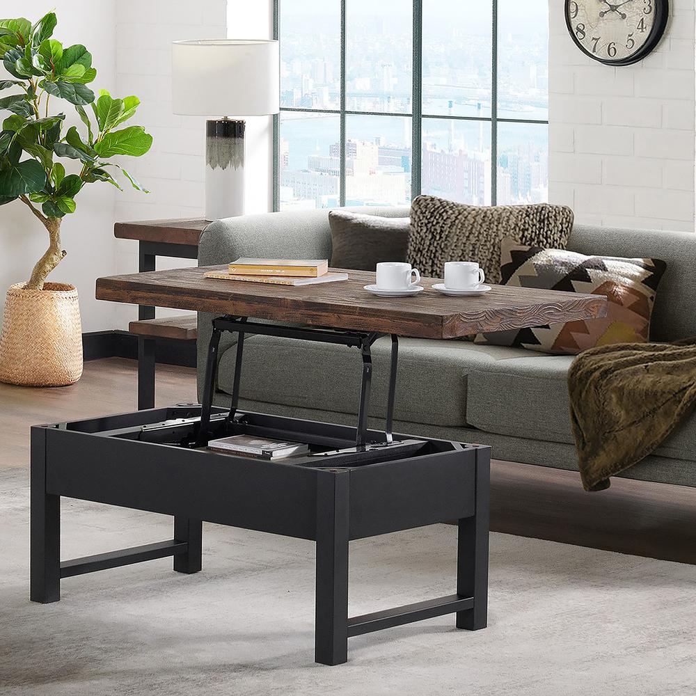 Pomona 4-Piece Living Room Set with 42"W Lift Top Coffee Table,  Sofa/TV Console Table, and Two End Tables with Shelves. Picture 11