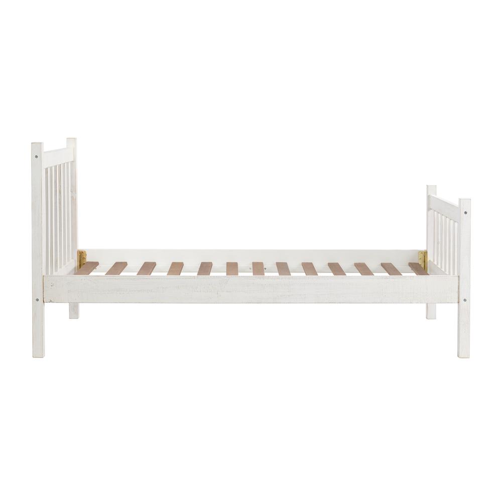 Windsor 3-Piece Wood Bedroom Set with Slat Twin Bed and 2 Nightstands, White. Picture 6