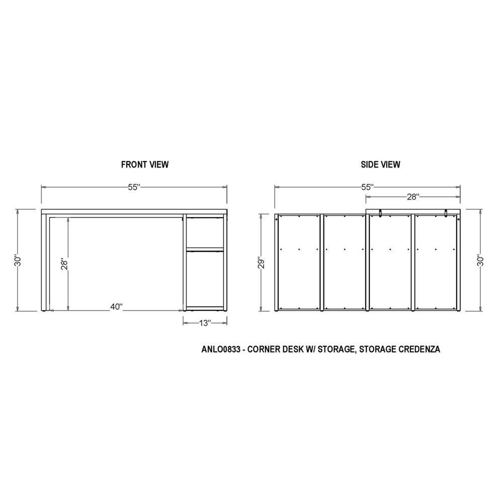 Lloyd 55"W Corner Desk with Storage Credenza. Picture 8