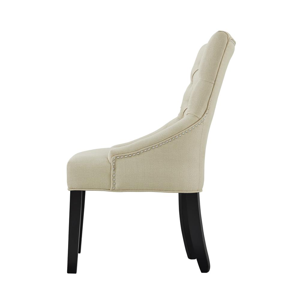 Haeys Tufted Upholstered Dining Chairs, Cream (Set of 2). Picture 4