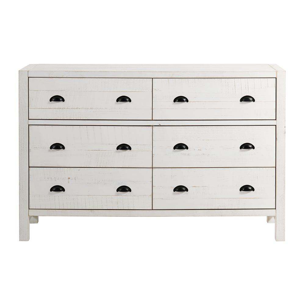 Windsor 6-Drawer Double Dresser, Driftwood White. Picture 3