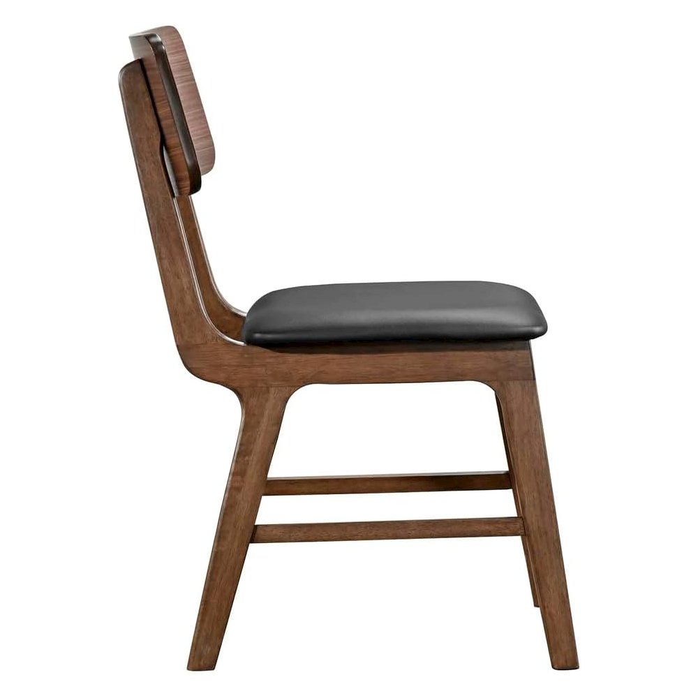 Thea Wood Back Side Chair with Black Seat (Set of 2), Walnut. Picture 6