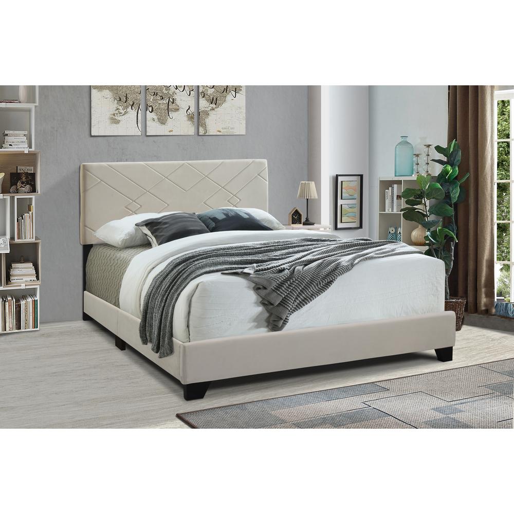 All-In-One Upholstered King Bed, Champagne. Picture 1