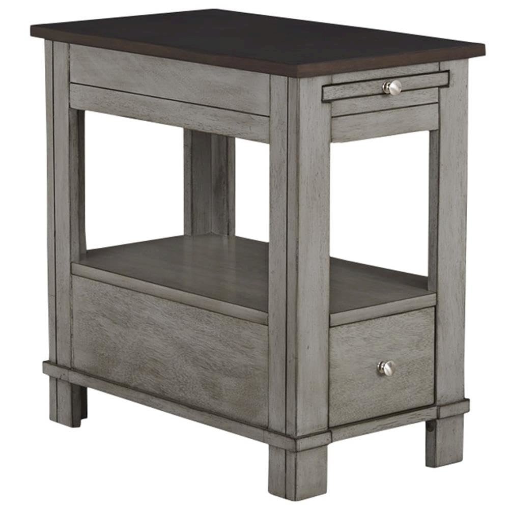 Chairsides III Transitional Chairside Table Walnut/Gray. Picture 1