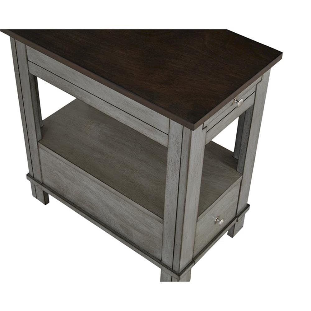Chairsides III Transitional Chairside Table Walnut/Gray. Picture 3