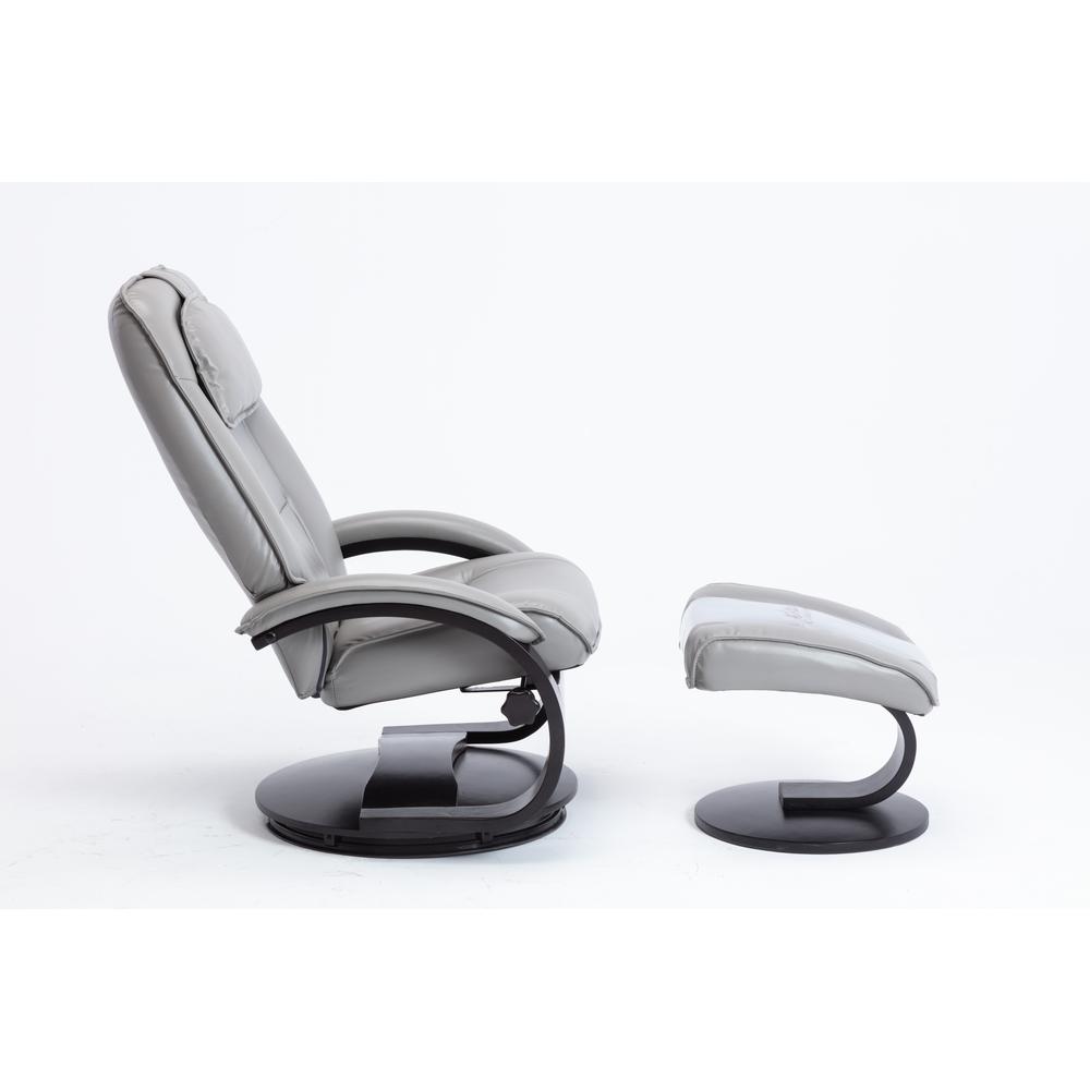 Relax-R™ Brampton Recliner and Ottoman in Steel Air Leather. Picture 3