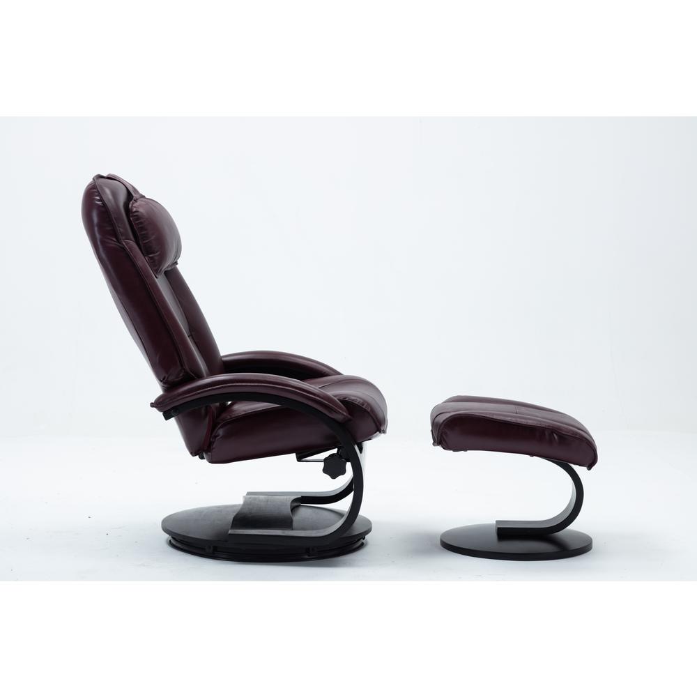 Relax-R™ Brampton Recliner and Ottoman in Merlot Top Grain Leather. Picture 3