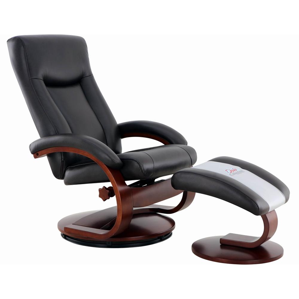 Relax-R™ Hamilton Recliner and Ottoman in Black Top Grain Leather. Picture 1