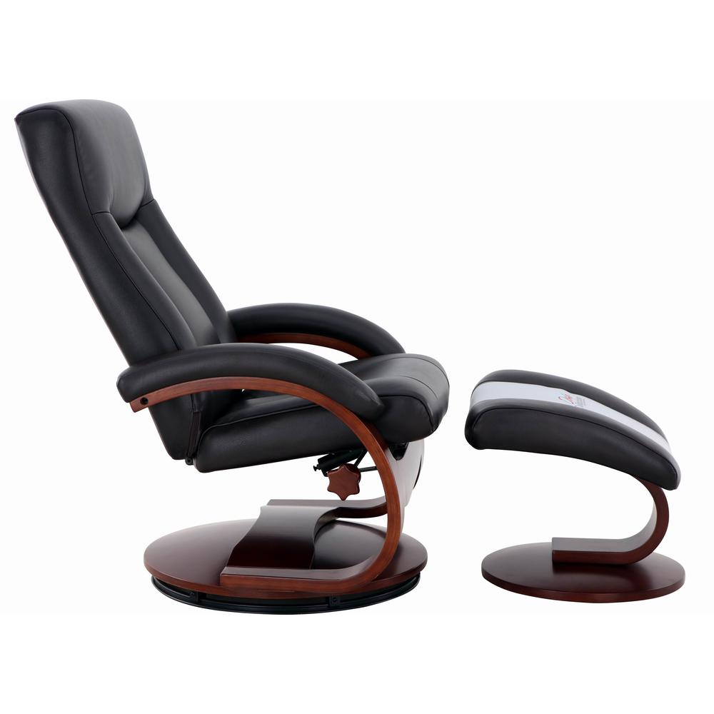 Relax-R™ Hamilton Recliner and Ottoman in Black Top Grain Leather. Picture 2