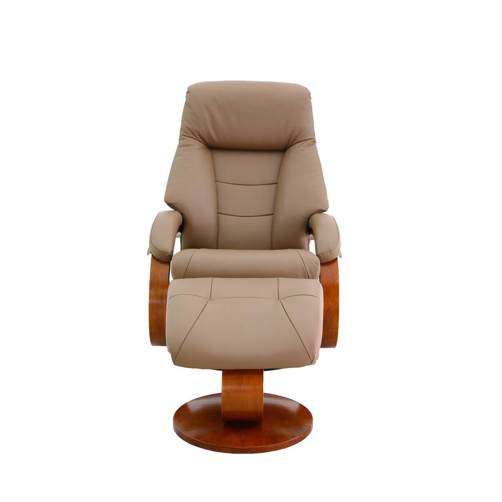 Relax-R™ Montreal Recliner and Ottoman in Sand Top Grain Leather. Picture 3