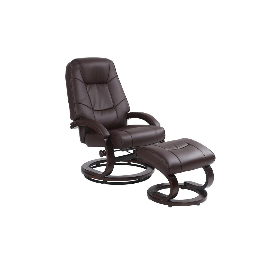 Sundsvall Recliner and Ottoman in Brown Air Leather , Brown/ Chocolate Base. Picture 2