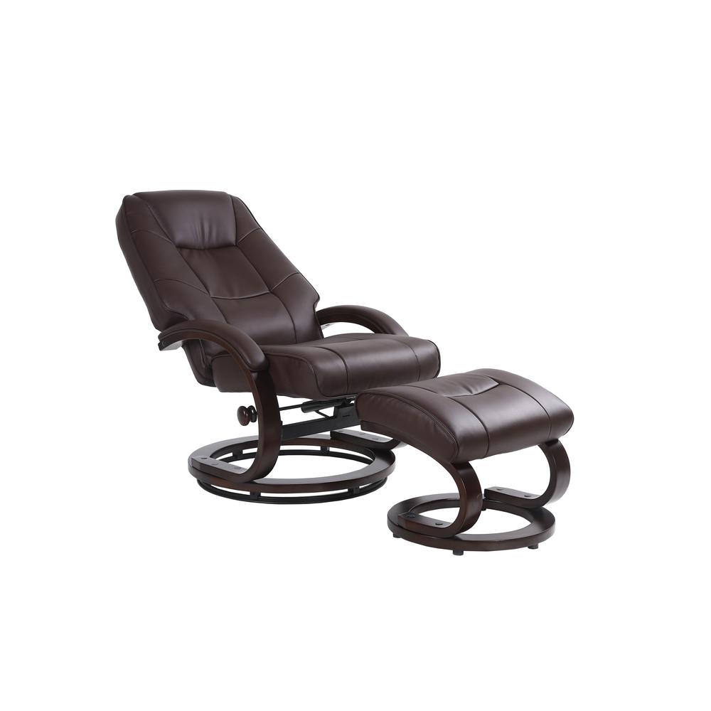 Sundsvall Recliner and Ottoman in Brown Air Leather , Brown/ Chocolate Base. Picture 3