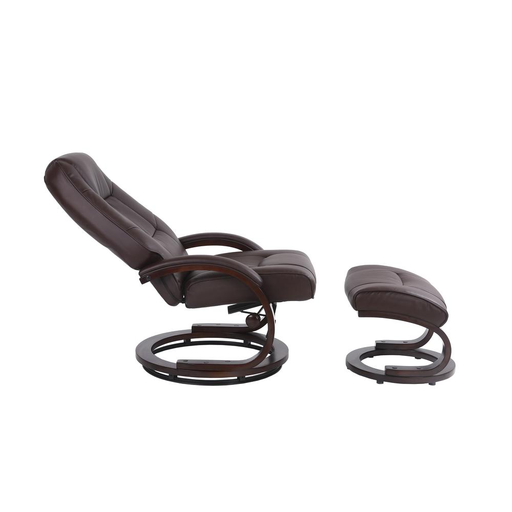 Sundsvall Recliner and Ottoman in Brown Air Leather , Brown/ Chocolate Base. Picture 4