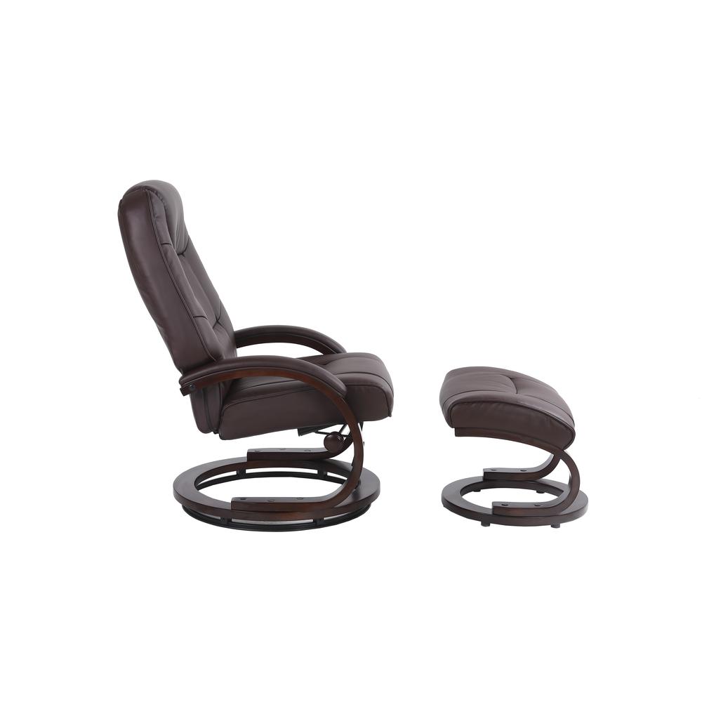 Sundsvall Recliner and Ottoman in Brown Air Leather , Brown/ Chocolate Base. Picture 5