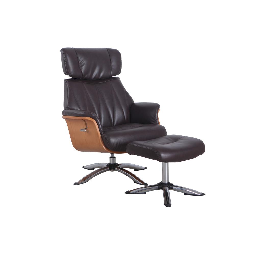 Relax-R™ Caitlin Recliner and Ottoman in Espresso Air Leather. Picture 1