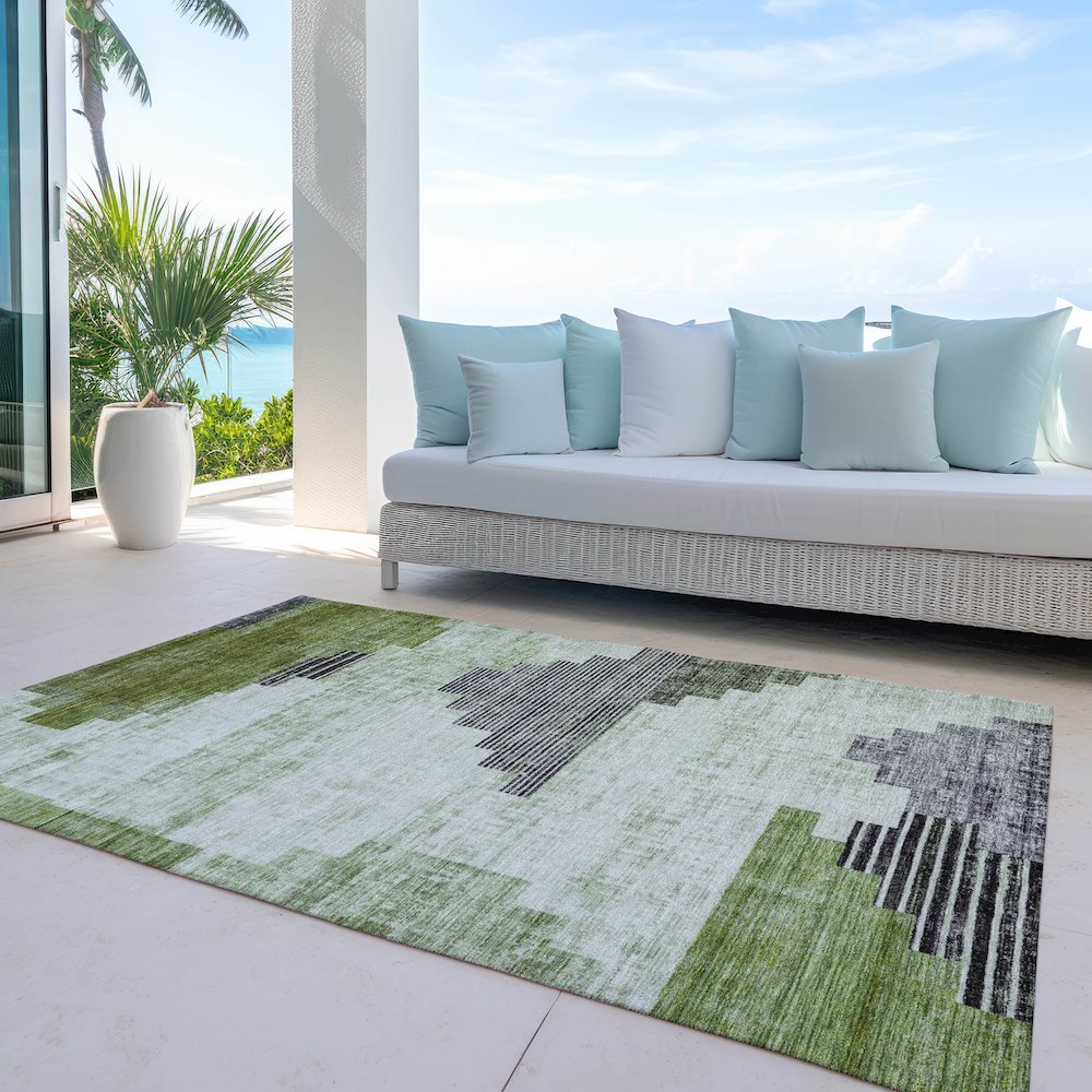 Machine Washable Indoor/Outdoor Chantille Fern 3' x 5' Rug. Picture 7