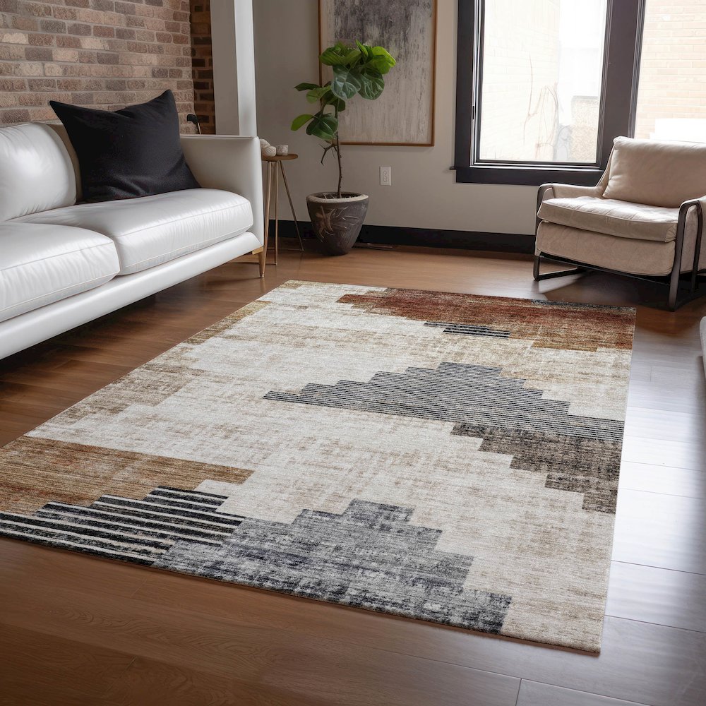 Machine Washable Indoor/Outdoor Chantille Paprika 3' x 5' Rug. Picture 5
