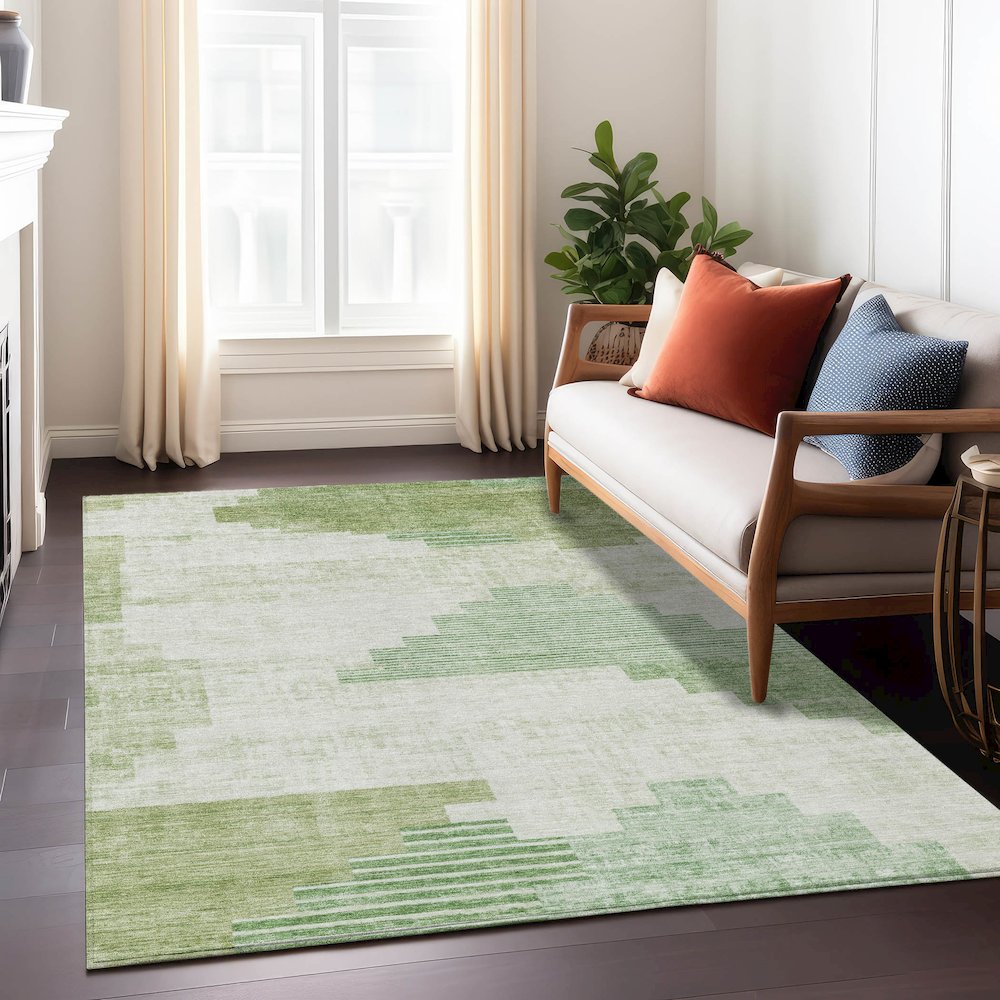 Machine Washable Indoor/Outdoor Chantille Sage 3' x 5' Rug. Picture 6
