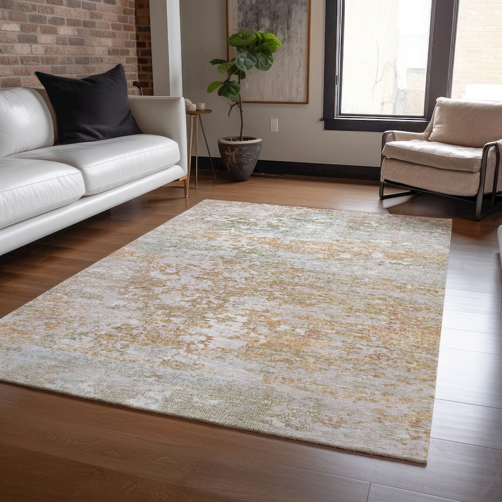 Machine Washable Indoor/Outdoor Chantille Coral 3' x 5' Rug. Picture 5