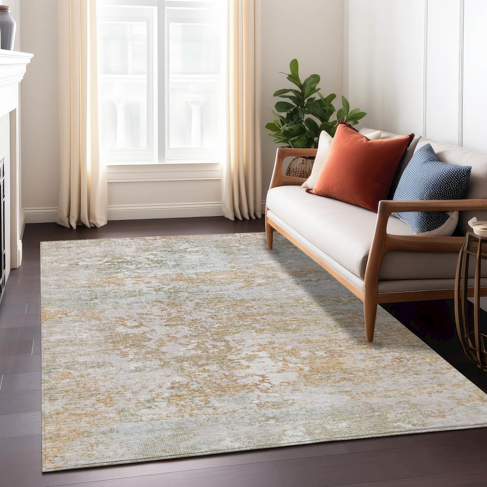 Machine Washable Indoor/Outdoor Chantille Coral 3' x 5' Rug. Picture 6