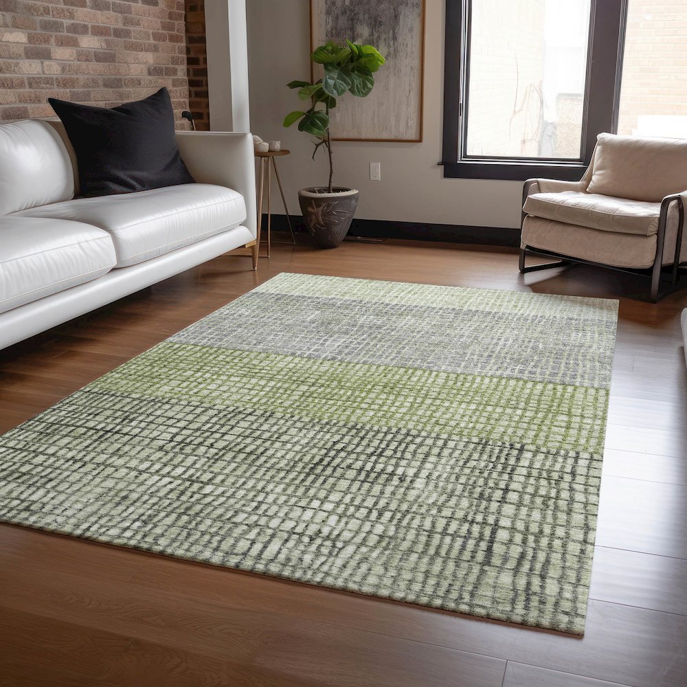 Machine Washable Indoor/Outdoor Chantille Aloe 3' x 5' Rug. Picture 5