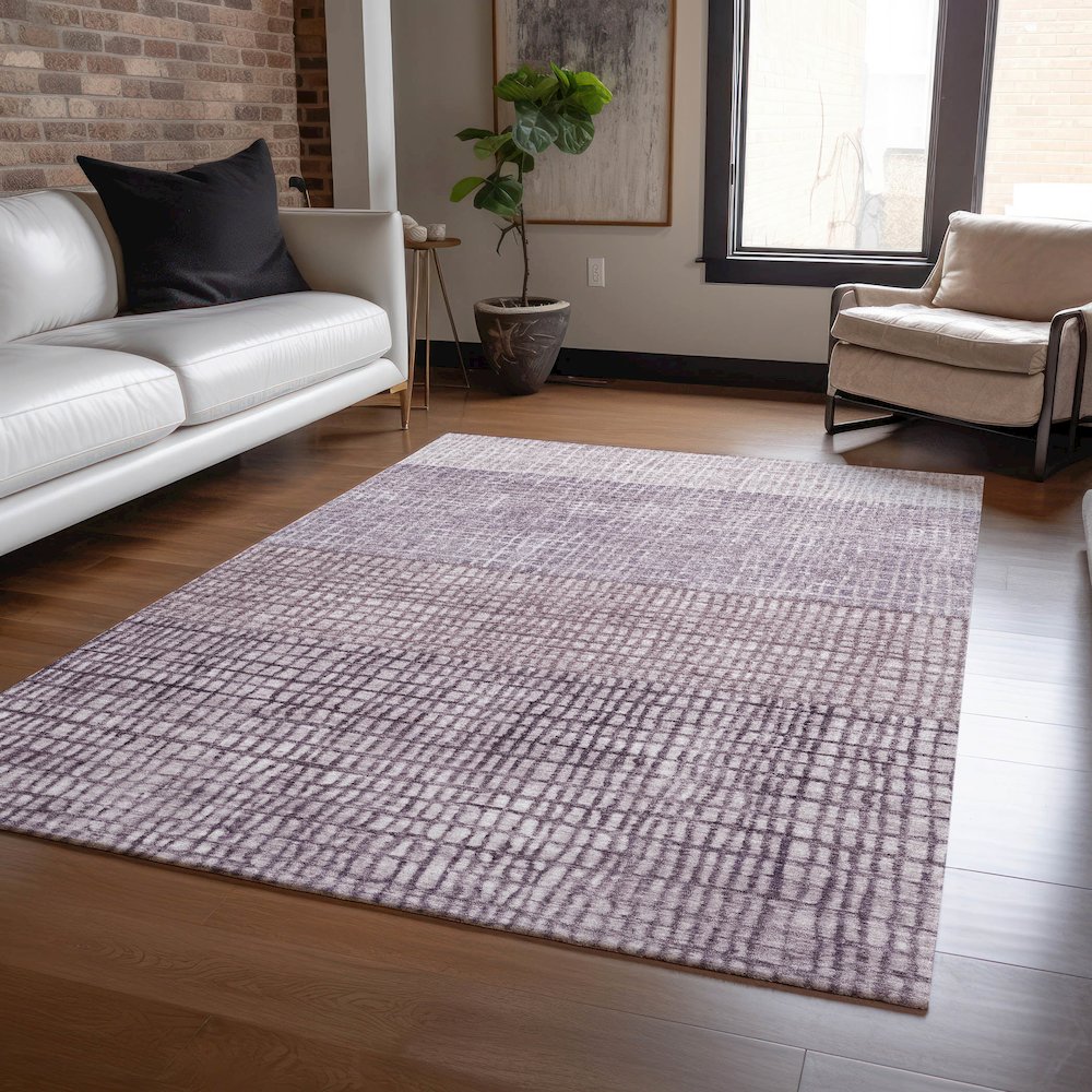 Machine Washable Indoor/Outdoor Chantille Purple 3' x 5' Rug. Picture 5