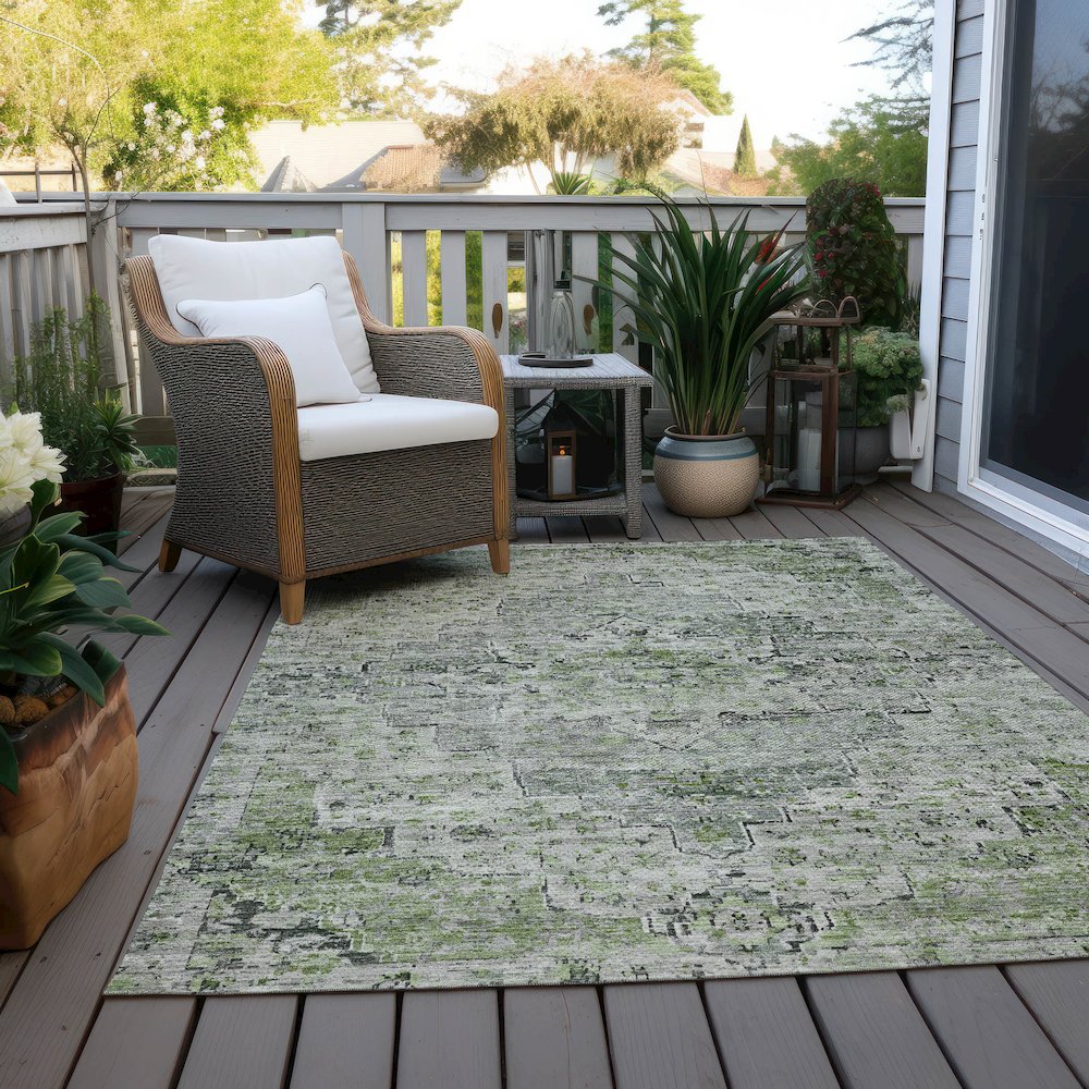 Machine Washable Indoor/Outdoor Chantille Aloe 3' x 5' Rug. Picture 8
