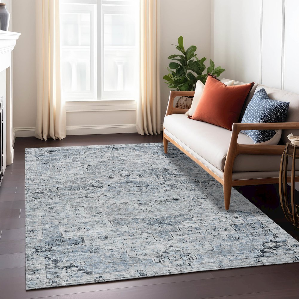 Machine Washable Indoor/Outdoor Chantille Sky 3' x 5' Rug. Picture 6