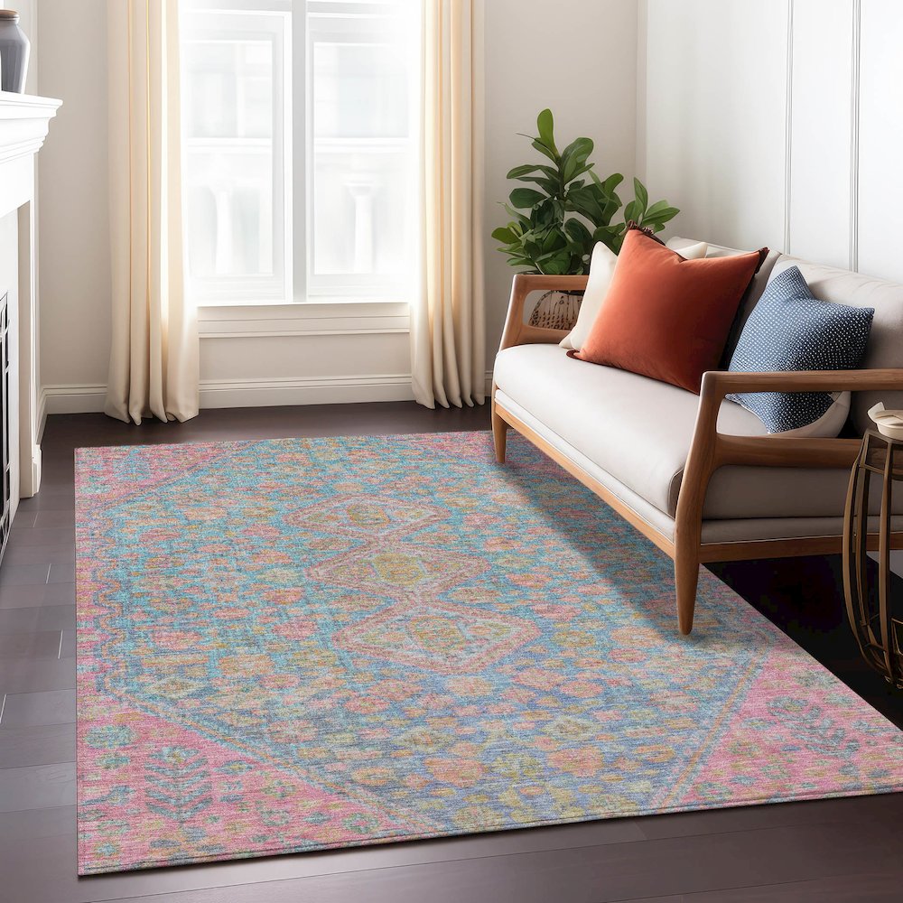 Machine Washable Indoor/Outdoor Chantille Sky 3' x 5' Rug. Picture 6
